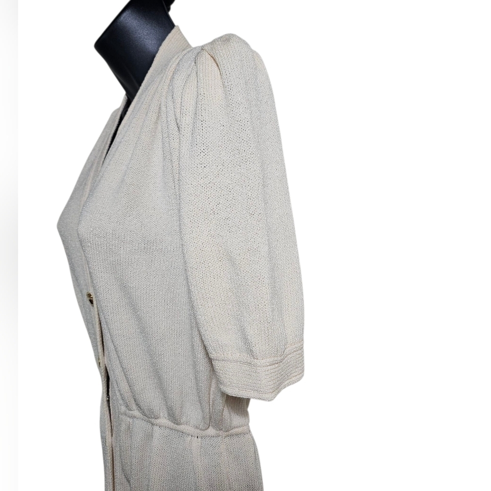 80s St. John Cream Sweater Knit Dress W Belt 6 - Picture 12 of 14